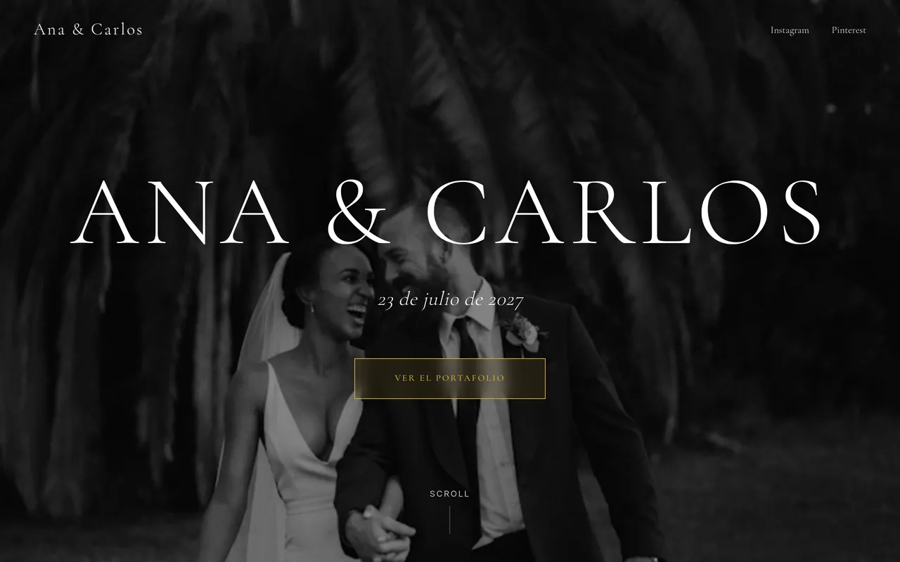 Modern & Editorial wedding website template — real preview